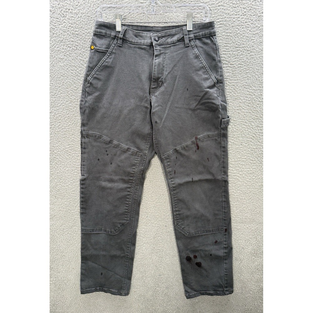 Caterpillar CAT Pants Mens 32x32‎ Gray Canvas Carpenter Double Knee Workwear
